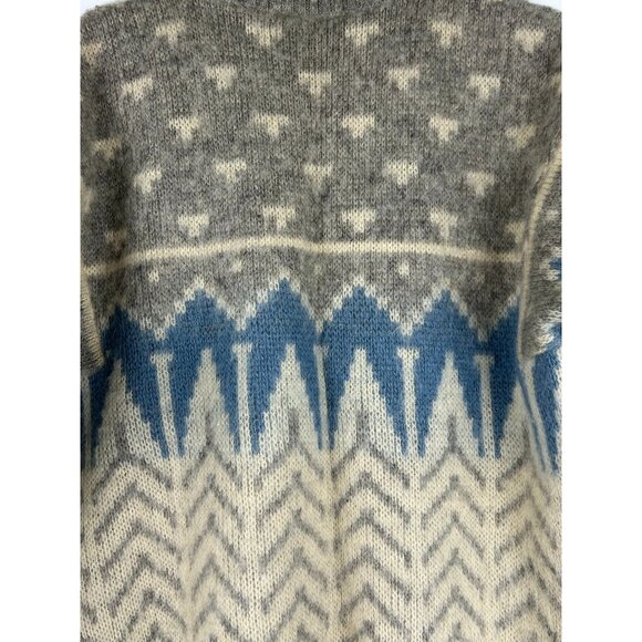 ALAFOSS Icewool Mens S Crew Neck Jumper Sweater Beige Fair Isle Virgin Wool VTG - Picture 11 of 12